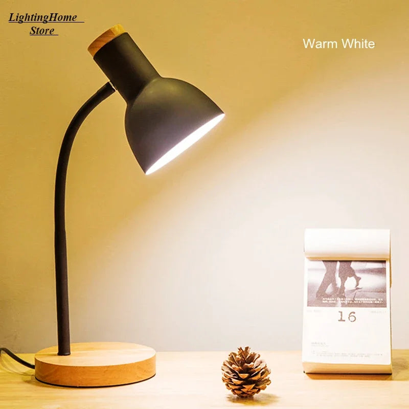 Nordic Wooden & Iron LED Folding Desk Lamp