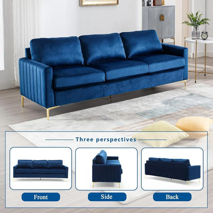 Sofa and Loveseat Set 2 Piece, Comfy Velvet Tufted Couch and Loveseat Sets Living Room Furniture Sets with Gold Leg