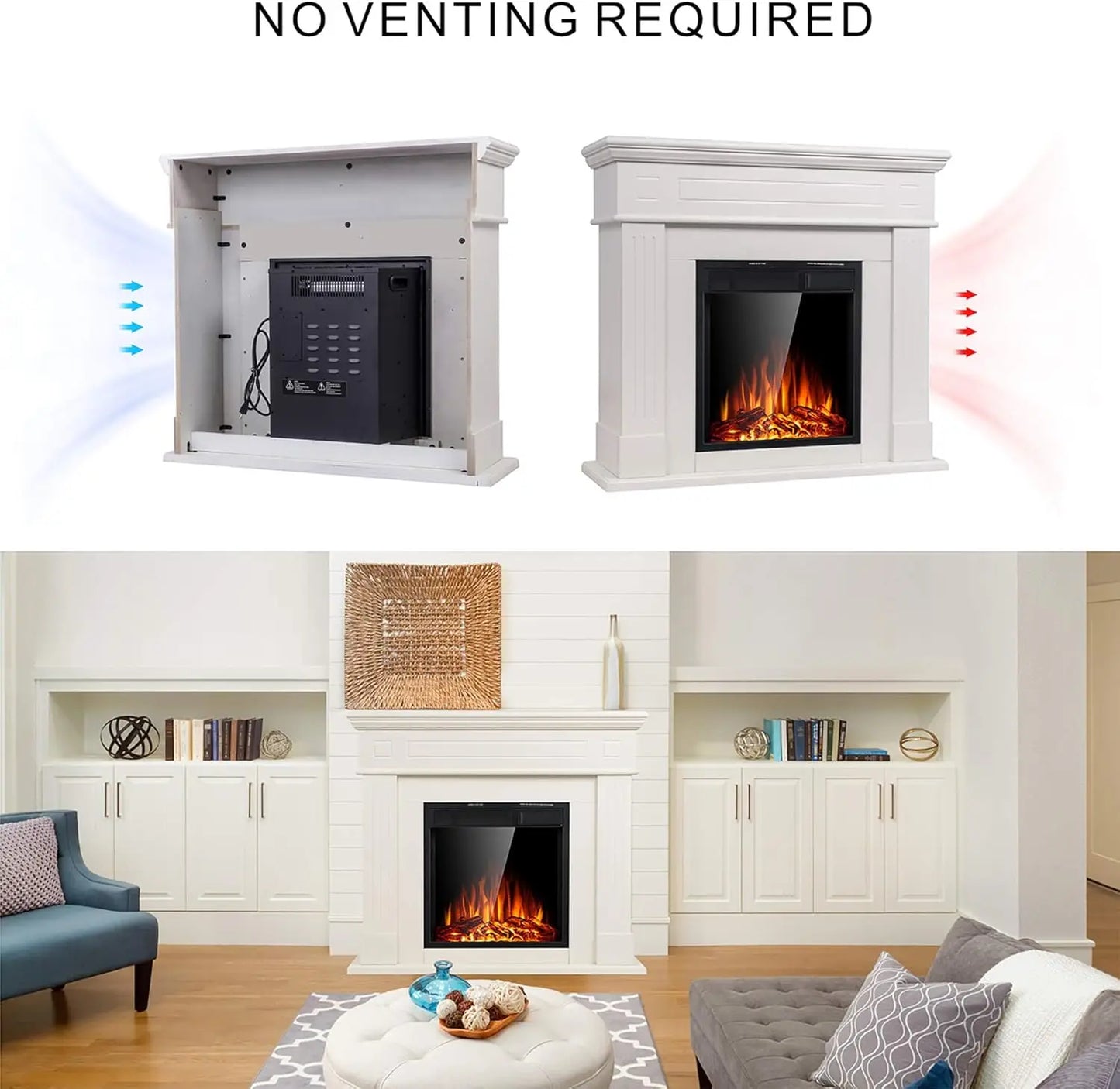 Electric Fireplace Mantel Package Wooden Surround Firebox TV Stand Free Standing Electric Fireplace Heater