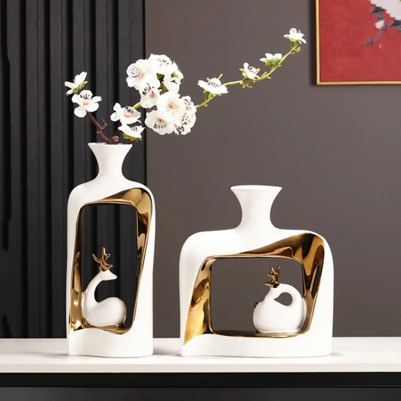 Ceramic Vase - Deer Flower Vase - Flower Arrangement Accessories