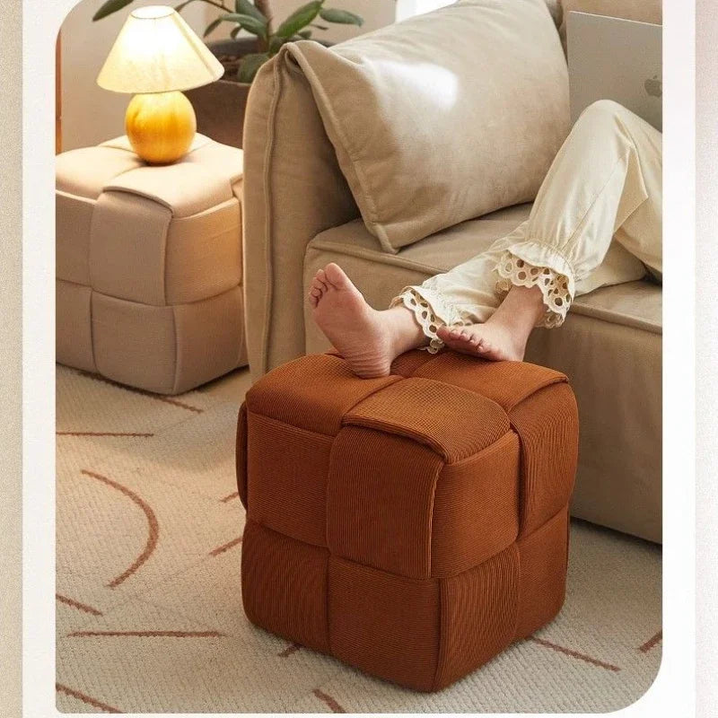 Living Room Sofa Side Stools Household Square Stool Nordic Low Stool Light Luxury Pedal Durable Entry Shoes Stool Small Ottomans