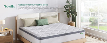 Novilla ,12 Inch Hybrid with Comfort Foam,Innerspring Pillow Top Mattress in a Box,King Size Mat