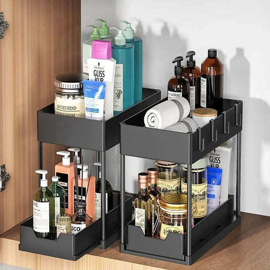 Under Sink Organizer with Double Sliding Drawers