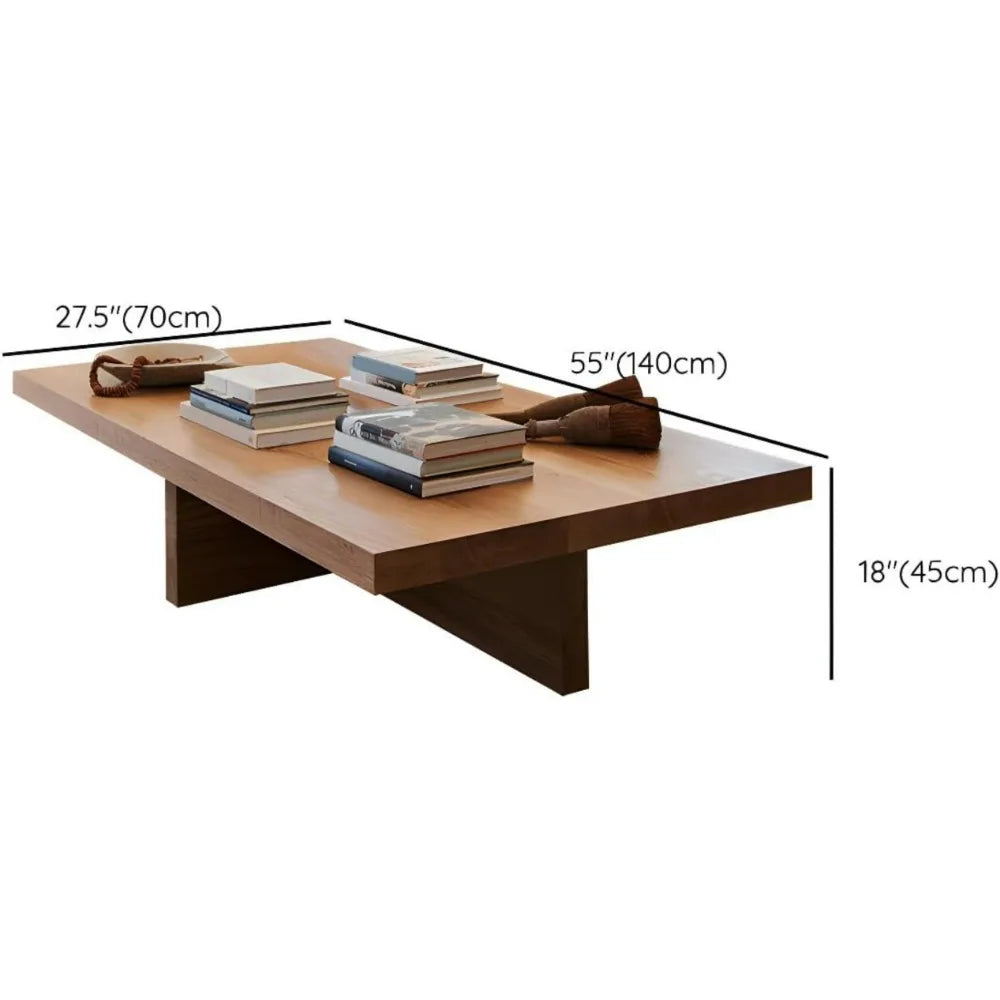 Rustic Solid Wood Coffee Table, Large Rectangular