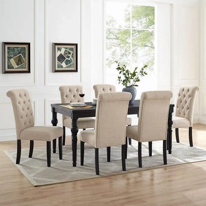 Urban Style Counter Height Dining Set: Table and 6 Chairs Grey The chair features button tufted back solid wood