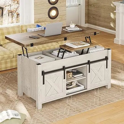 Lift Top Coffee Table, 4 in 1 Multi-Function Convertible Coffee Tables with Storage and Hidden Compartment