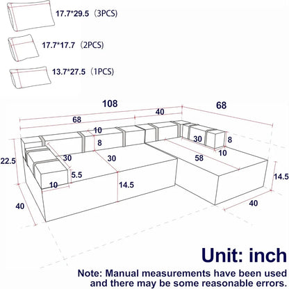 Modular Sectional Sofa,for Living Room Modern Minimalist Couches with Right Side Chaise,No Assembly,Sectional Sofas