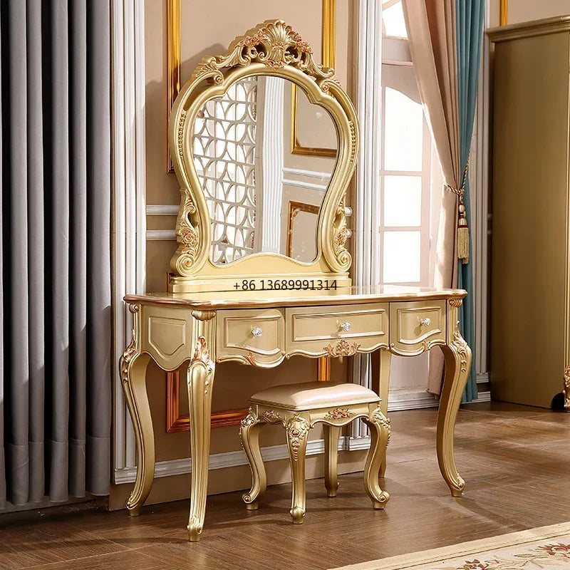 European dressing table stool multifunctional dressing table Princess Garden bedroom luxury champagne gold