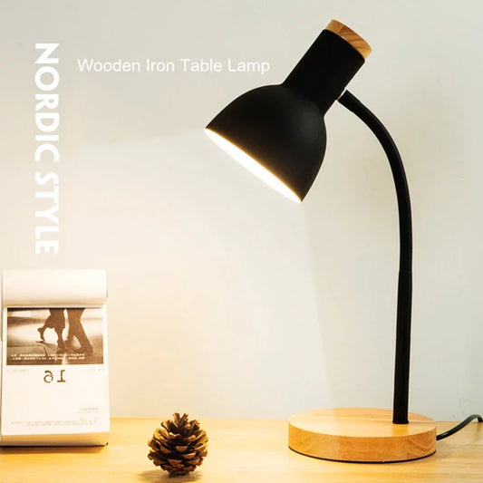 Nordic Wooden & Iron LED Folding Desk Lamp