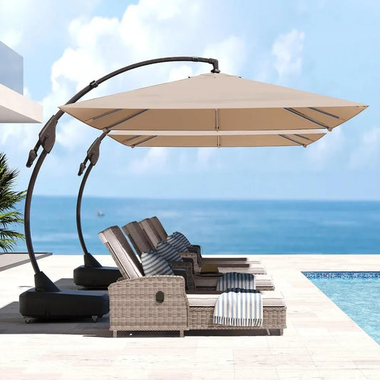 10x13 FT Cantilever Umbrella - Aluminum Offset, Tilt Base, for Pool & Garden