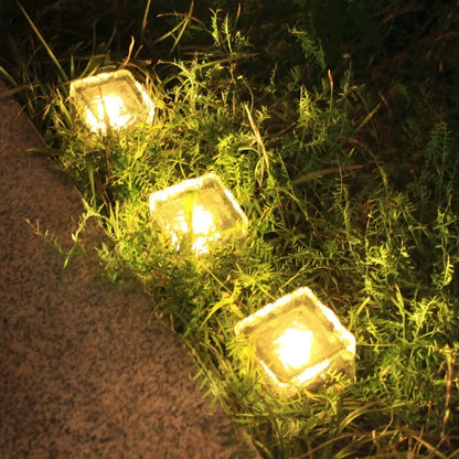 4-LED Solar Ice Brick Lamp - Garden & Pathway Light