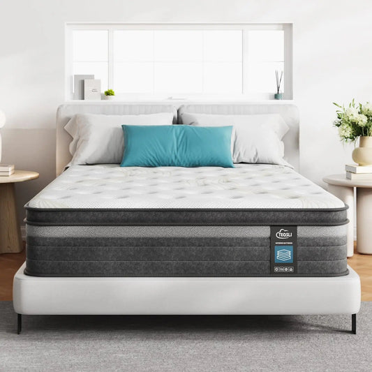 Full Mattress Hybrid, Gel Memory Foam with Full Size Mattress in a Box & Individually Pocketed Springs for Pressure Relief