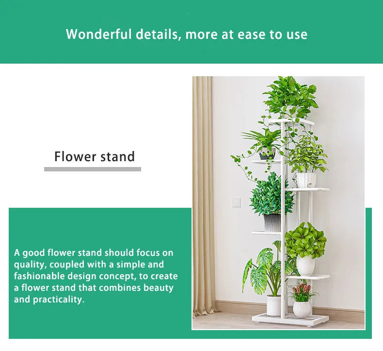 Plant Shelves Iron Potted Flower Plant Stand Rack Multiple Flower Pot Holder Shelf Indoor Outdoor Planter Display Organizer