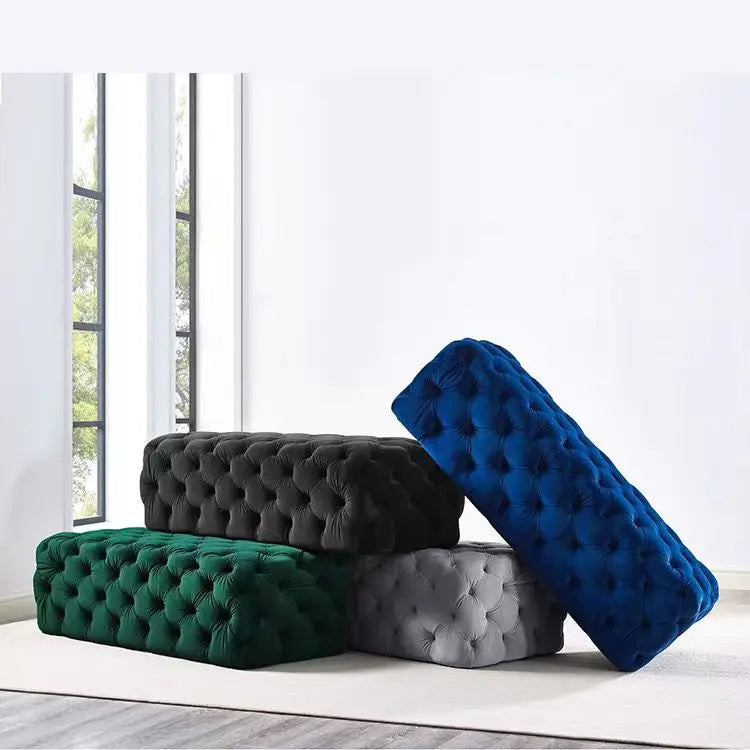 Velvet Sofa Stool Furniture Nordic Button Stool Long Sofa Stool Footrest Puff Seat For T