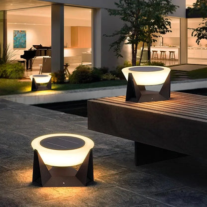 Remote-Controlled LED Solar Column Lamp - Waterproof, Dimmable