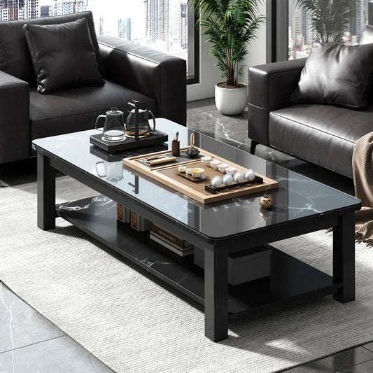 Low Square Black Coffee Table Luxury Modern Design Marble Mobile Coffee Table Nordic Apartamento Mesa Auxiliar Home Furniture