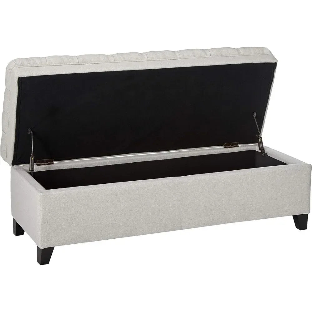 Light Gray Fabric Storage Ottoman for Hallway