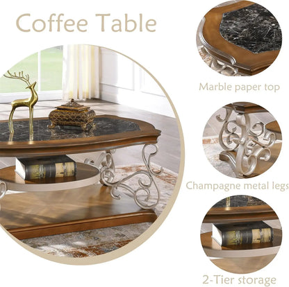 2-Tier Brown Vintage Wooden Coffee Table, Retro Glass Tea Table Top Carved Flower Shaped Table Legs Small Space Apartment Office