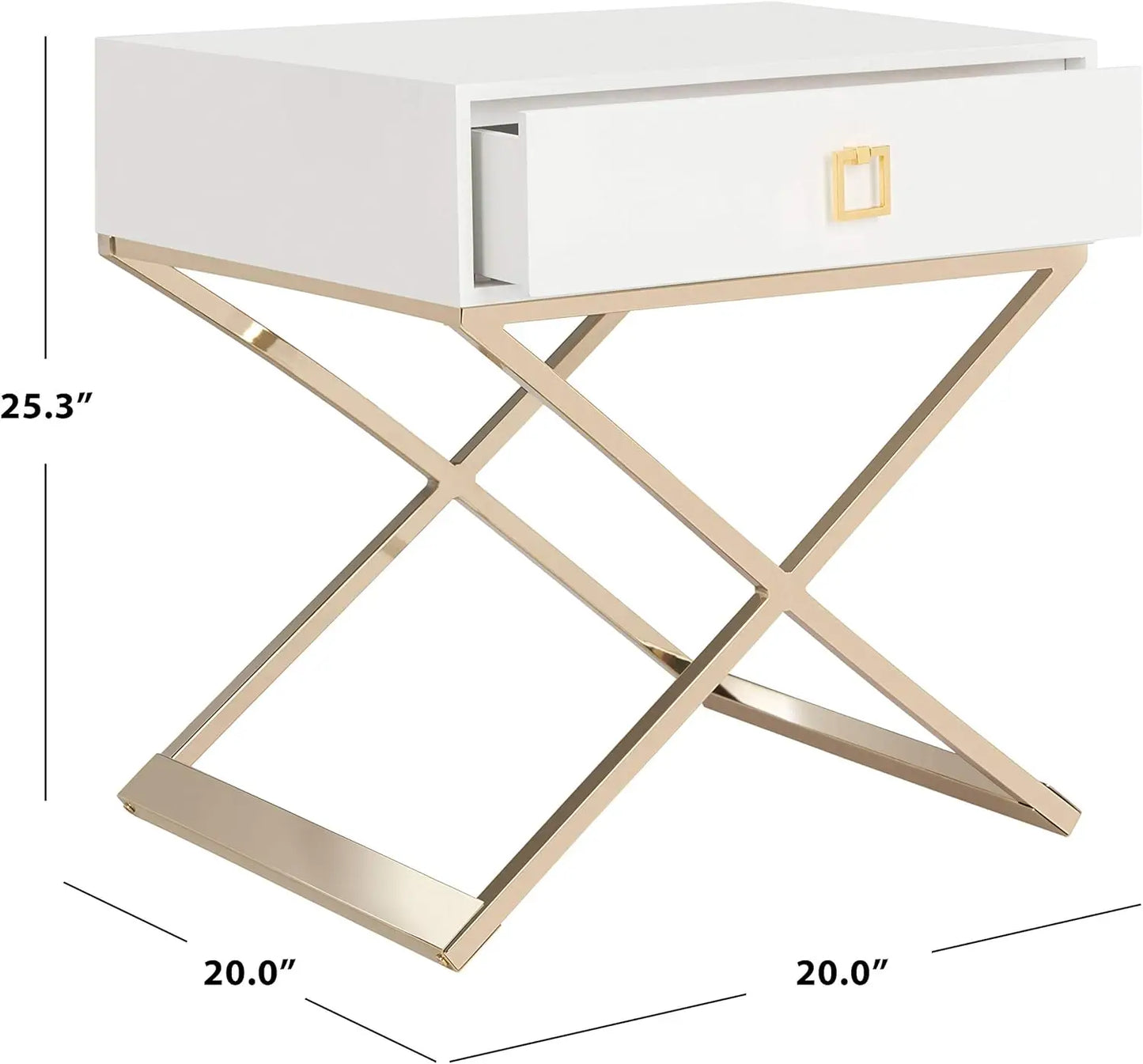 Safavieh Zarina Glam White Cross - Leg End Table with Drawer