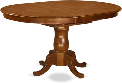 7 Piece Set Consist of an Oval Wooden Table with Butterfly Leaf and 6 Dining Room Chairs 42x60 Inch