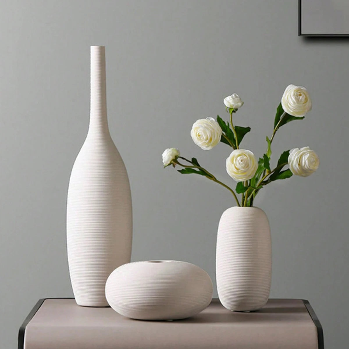 Nordic Style White Ceramic Vase – Home & Desk Décor