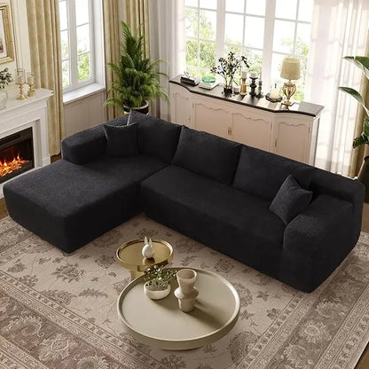 Modular Sectional Sofa Couch,L-Shape Upholstered Cloud Couch,Modern Minimalist Couches for Living Room Sherpa/Left Facing Chaise