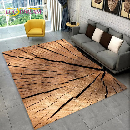 3D Wood Grain Retro Area Rug Large, Carpet Rug for Living Room, Kids Bedroom, Sofa, Decor