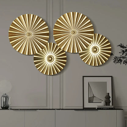 Round Golden Metal Wall Pendant – Irregular Iron Decor for Living Room & Office