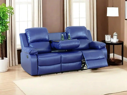 Sofa Set Living Room Furniture Reclining Couch Set with Cup Holders/Storage Console/Drop Down Table Fabric Recliner Sofa Set