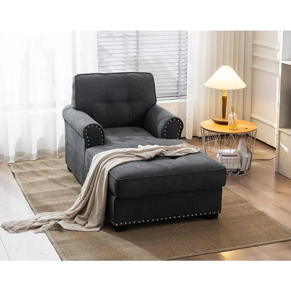 Chaise Sofa Bed in Gray 59" Bed Bench, Chair Bed, Chaise Lounge for Offices and Living Spaces