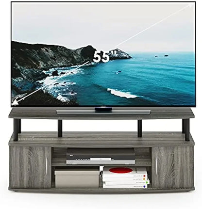 Large Entertainment Stand for TV Up to 55 Inch, French Oak Grey/Black