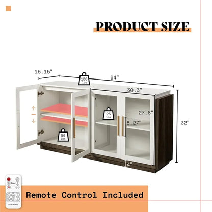 Modern Display Cabinet with LED Lights, Adjustable Shelves, Glass Doors