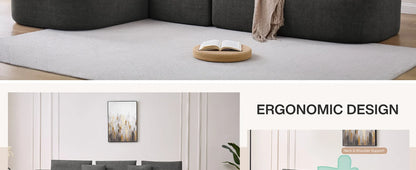 Modern L-shaped Sofa, Lounge Chair Sofa, 116 Inch Modular Floor Combination Sofa, Deep Soft Cushion Comfortable Sofa