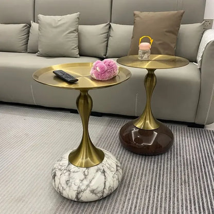 Italian Luxury Small Side Table Living Room Sofa Corner Coffee Tables Round Bedside Mesa Metal Tables Furniture Decoration Mesas