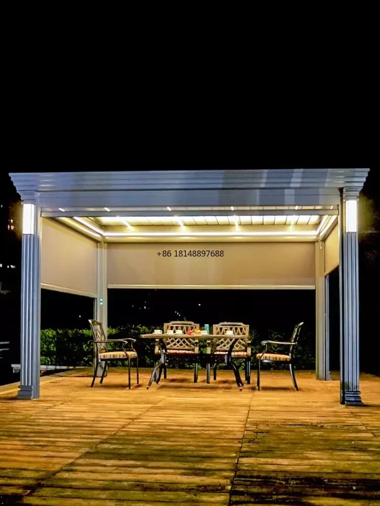 Aluminum alloy outdoor pavilion courtyard garden leisure pavilion electric louver flip pavilion villa sun room