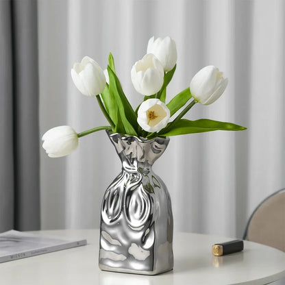 Modern Electroplated Ceramic Vase – Trendy Home & Office Decor