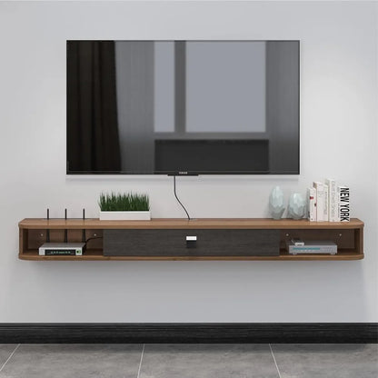 Floating TV Shelf, 55'' Wall Mounted TV Stand Floating TV Console Media Entertainment Under Shelf for Bedroom Livingroom